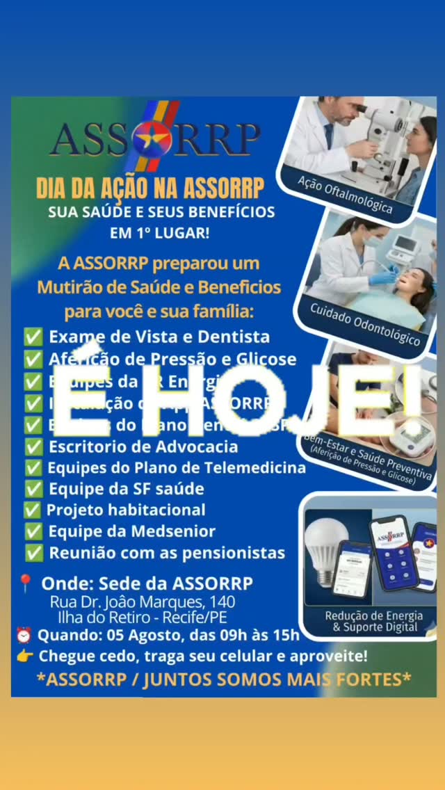 🚨 É HOJE! Mutirão de Saúde e Benefícios na ASSORRP 🚨